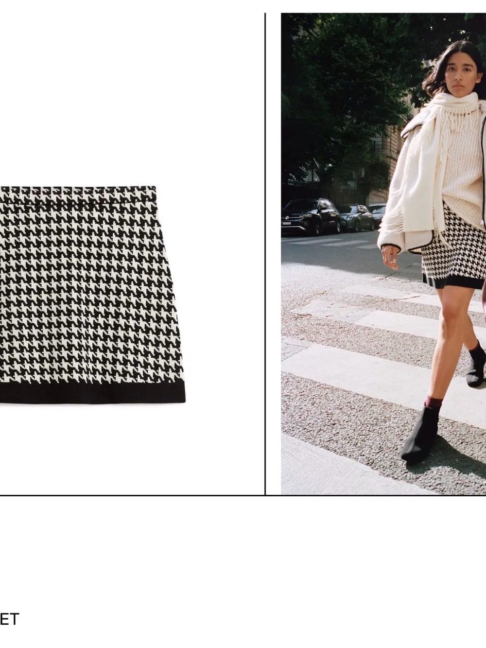 Arket Houndstooth Mini Skirt - Black & White